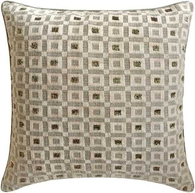 The HomeCentric King/Queen/Twin Grey Decorative CA King 86"x18" Bed Runner Without Pillow Cover, Checkered, Beaded, Hand Embroidery Bed Scarf on Velvet Fabric - The Brick Effect