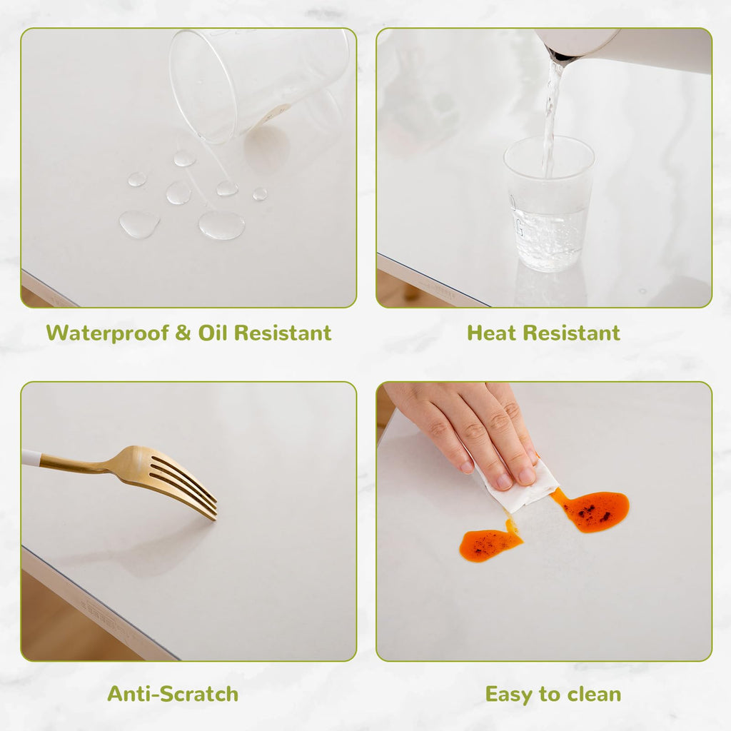 Eisdroma 44 x 114 Inch Clear Table Cover Protector, Clear Table Protector for Dining Room Table, 1.5mm Plastic Table Cover, Waterproof Table Pad for Kitchen, Office