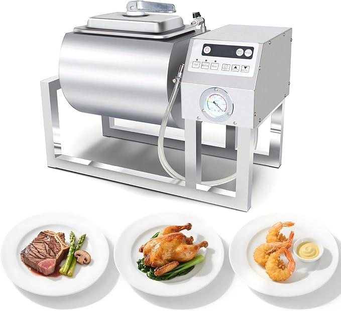 Hakka Vacuum Tumbler Marinator, 36lb/18L Meat Tumbler Marinating Machine for Jerky Sausage Bacon Stainless Steel Food-Grade Tumbling Marinator w/Bidirectional Rotation & 3-Speed Contr