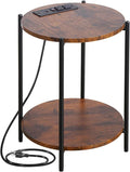 Gawicpy 2 Tier Round Side Table, Folding End Tables Coffee Table Simplistic