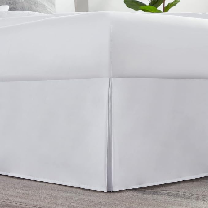 Nestl White Twin Bed Skirt - Twin Size Bed Skirt 14 Inch Drop - Brushed Microfiber Bed Skirts - Hotel Quality Pleated Bed Skirt - Shrinkage & Fade Resistant