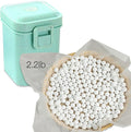 Hommtina 2.2Lb Ceramic Pie Weights Baking Beans Pie Crust Reusable 10mm Weights Natural Ceramic Stoneware with Wheat Straw Container (35 Oz Total) (White)