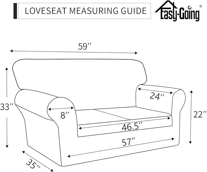 Easy-Going Sofa Slipcover Loveseat Cover Waterproof Couch Cover Washable Sofa Cover for 2 Cushion Couch Non-Slip Fabric Furniture Protector with Pocket for Pets Kids Dog Cat (Loveseat, Dark Gray)