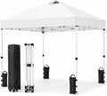 10x10 Pop Up Canopy Tent, Waterproof UV Blocking Heavy Duty Steel Frame with Wheeled Bag & Sandbags, One-Person Setup, Ideal for Outdoor Beach, Party, Camping, Backyard, Tailgate Events (White)
