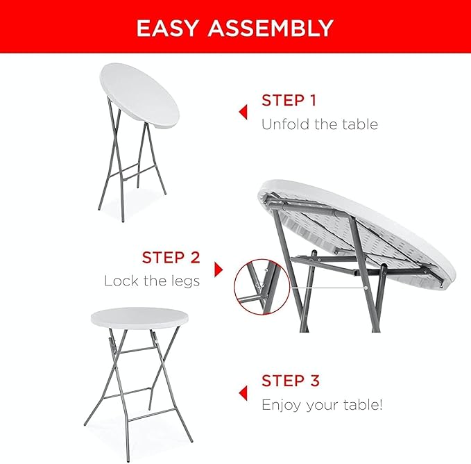 PRO&Family Commercial Round Folding Table, White Top, Powder-Coated Steel Frame, High-Impact Polyethylene Construction, Perfect for Wedding, Party, Shool, Church. (6, 32")