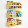AZSKY Floating Nursery Book Shelves-Natural Wood Bookshelf