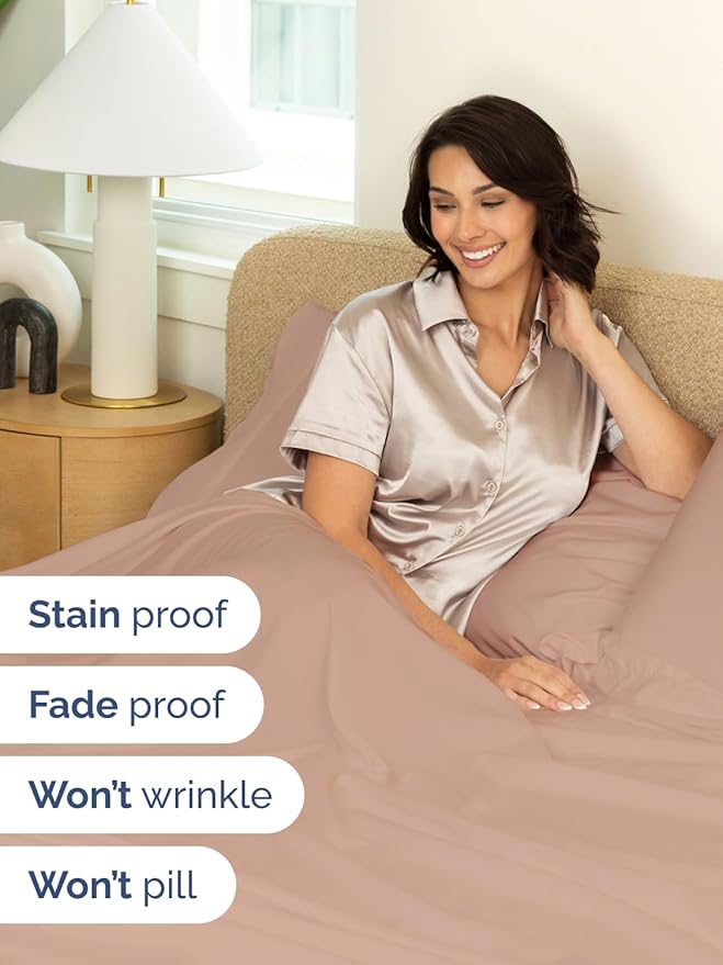 Extra Deep Pocket Twin Sheets - 3 Piece Breathable & Cooling Bed Sheets - Hotel Luxury Bed Sheet Set - Soft, Wrinkle Free & Comfy - Easily Fits Extra Deep Mattresses - Deep Pocket Mauve Sheets Set