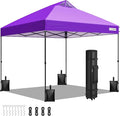 VIVOHOME 10x10ft Pop Up Canopy Tent One Push Setup Outdoor Portable Shelter Tent Heavy Duty with Wheel Carry Bag and 4 Sandbags, Purple