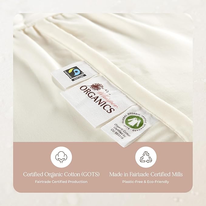 100% Cotton Organic Mattress Pad - Breathable & Cooling Mattress Protector Twin XL Size - Premium 300GSM Quilted and Noiseless Machine Washable Organic Cotton Mattress Protector (Ivory, Twin XL)
