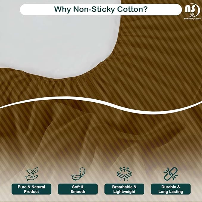 NON Sticky cotton Full Size Sleeper Sofa Sheets, 4 Piece Egyptian Cotton Bed Sheet Set for Sofa Bed, 6" Deep Pocket Fitted Sheet for Pull Out Couch Mattress, 54" x 75", Taupe Stripe, Soft & Breathable