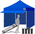 Eurmax USA 10x10 Pop Up Canopy,Commercial Tent with Patented No-Tip Rolling Bag,30sqft Extension Awning & 4 Zippered Removable Walls,UV & Water Resistant,Heavy Duty Instant Shelter Gazebo,Blue