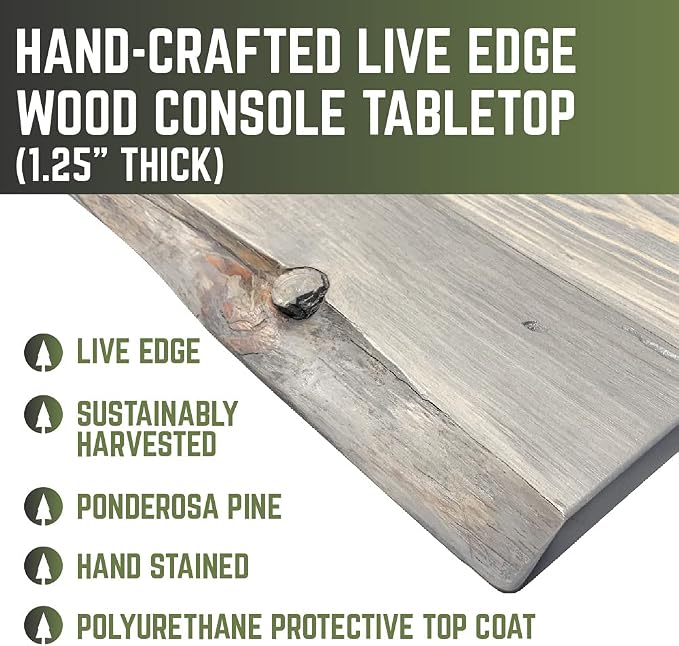Restore by Pipe DÉCOR Live Edge Wood Console Table 48 in. x 16 in. x 34 in.