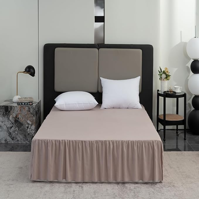 Bed Skirt Queen Size Ruffled Bed Skirt with Split Corners, Queen Bed Skirt 14 Inch Drop, TSUTOMI Queen Size Bed Skirt Khaki for Ruffled Bed Skirt with Split Corners, Bed Skirt Queen Size