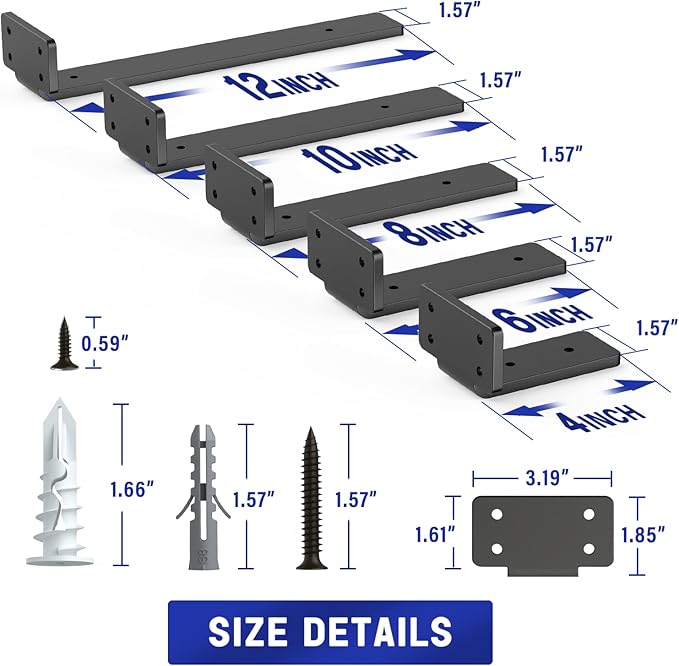 Goovilla Shelf Bracket, Heavy Duty Floating Shelf Brackets 12 inch Long