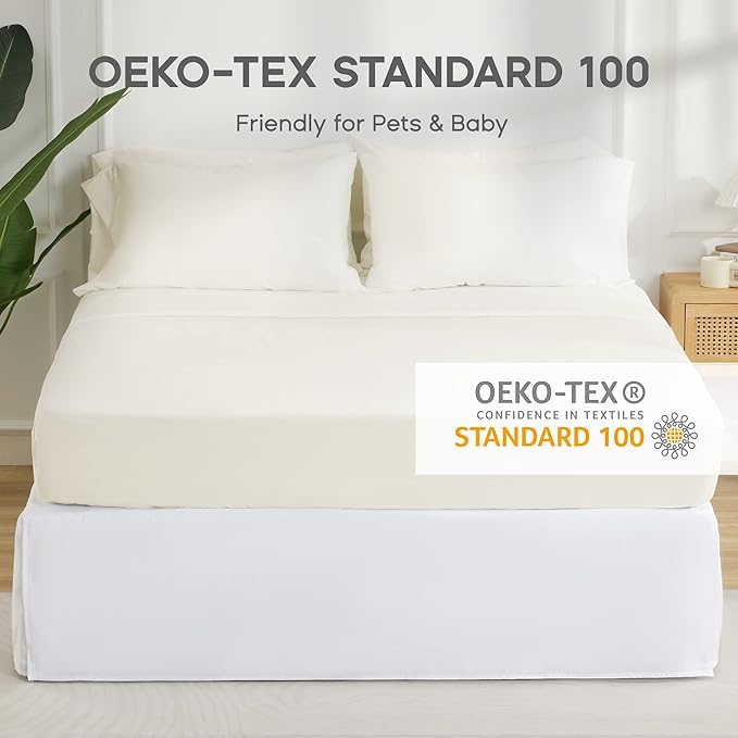 SONIVE Queen Bed Skirt,15" Drop Pleated Dust Ruffle,Classic Tailored Easy Fit Brushed Microfiber Skirts Hotel Quality Shrinkage & Fade Resistant White