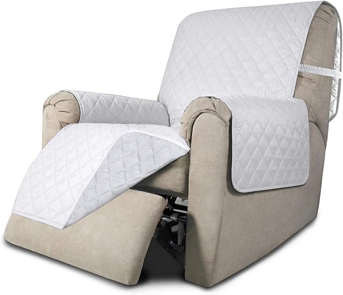 Easy-Going Recliner Sofa Slipcover Reversible Sofa Cover Water Resistant Couch Cover Furniture Protector with Elastic Straps for Pets Kids Children Dog Cat (Recliner, White/White)