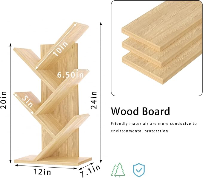 SHEEPAM 5 Tier Tree Book Shelf, Small Desktop Bookshelf