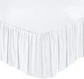 KRISHNA Ruffled Bed Skirt with Split Corners Twin, 100% Microfiber Hotel Quality, 10 Inch Drop Dust Ruffle Gathered Bedskirt with Platform, 39" x 75", White