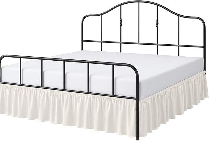 Cottington Lane Ruffled Bed Skirt Queen Size with Split Corner, Brushed Microfiber Hotel Quality Ivory Dust Ruffle, 21 Inch Drop Gathered Bedskirt, Soft and Stylish, Shrinkage and Fade Resistant