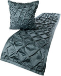 The HomeCentric Decorative Blue Queen 74 x 18 inch Bed Runner with 2 Pillow Cover, Satin Pintucks Bed Scarf, Solid Color Modern - Satin Nights