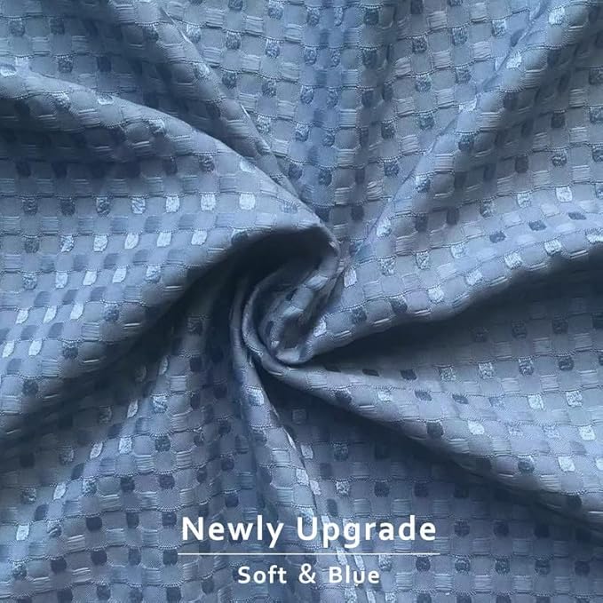 MIYE Pleated Waffle Weave Bed Skirt, Tailored Dust Ruffle 12 Inch Drop Easy Fit, Machine Washable (Blue, Queen - 12" Drop)