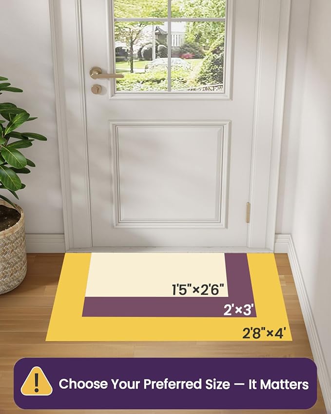 DEXI Front Entryway Door Mat Non Slip 32x48, Washable Entry Way Mats Inside Entrance Low Profile, Welcome Doormat Dirt Trapper for House Floor Home Porter Hall Backdoor Area, Light Taupe