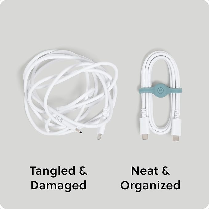 U Brands Tech Classics Magnetic Silicone Cord Wraps 6 Pack, Assorted Colors Cable Management Organizer, Silicone Cable Ties for Desk, Office, and Travel