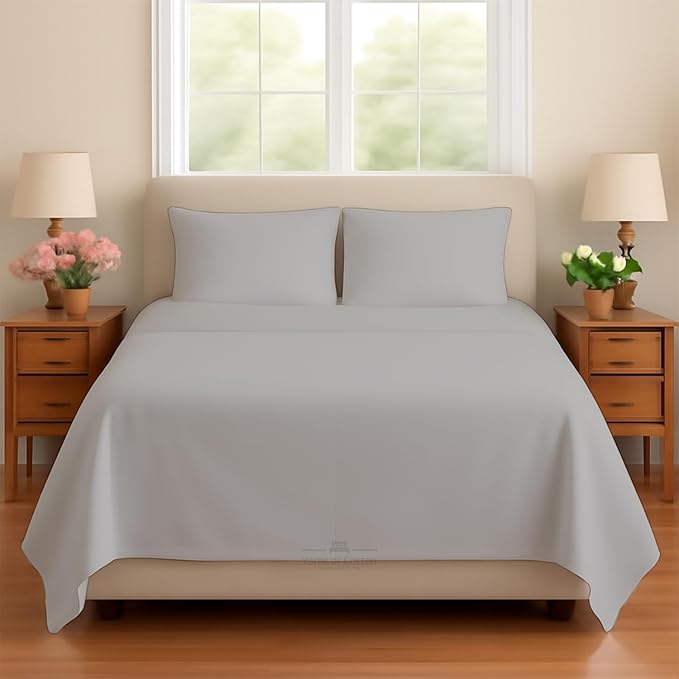 Sleeper Sofa 4 Piece Bed Sheet Set Premium Quality 100% Cotton 500 Thread Count, Smooth & Super Soft Sateen Weave, Extra Soft Bed Sheets, Wrinkle Free, 4 Inch Deep Pocket (Queen, Silver)