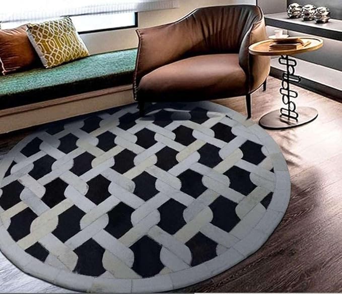 Geometric Lattice Area Rug – Modern Designer Pattern Carpet for Living Room, Bedroom & Office – Anti-Slip Soft Decorative Rug – Contemporary Floor Mat for Stylish Home Décor (Round-7x7)
