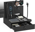 upcessory Nightstand Organizer, Wood Bedside Organizer Docking Station with USB Ports and Outlets, Gifts for Men, Nightstand Drawer Organizer for Cellphone, Watch, Sunglasses & Accessorie