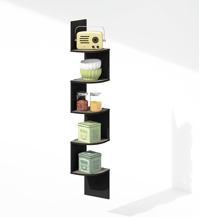 Furinno Rossi 5-Tier Floating Corner Shelf