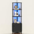 HOOBRO Corner Cabinet with LED Light, Corner Shelf Stand with Storage and Doors