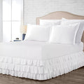 Multi-Ruffle Bed Skirt, Soft Multi Ruffle Bed Skirt Elastic Dust Ruffles with Wrap Around Bed Skirt Easy Fit with 18 Inch Drop 100% Cotton 800 Thread Count Bed Skirt (RV Bunk 42X80, White)