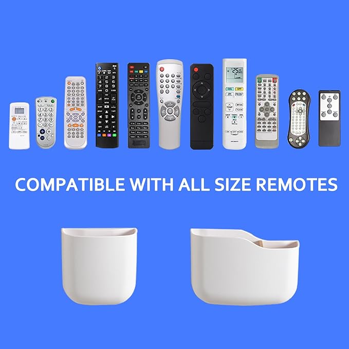 SUNFICON Remote Holder Wall Mount TV FAN Remote Control Holder Bedside Caddy Wall Organizer Phone Holder for Office Adhesive Media Player Controller Holder Box Tray Home Desk Nightstand 2 SMALL WHITE