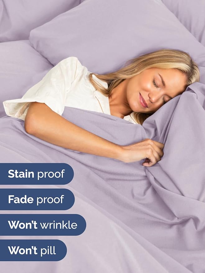 Extra Deep Pocket Twin Sheets - 3 Piece Breathable & Cooling Bed Sheets - Hotel Luxury Sheet Set - Soft, Wrinkle Free & Comfy - Easily Fits Extra Deep Mattresses - Deep Pocket Light Lavender Sheets