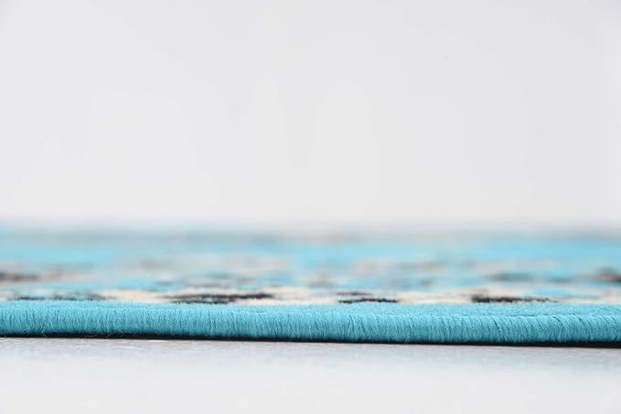 Unique Loom Reza Collection Traditional Persian Style Area Rug, 8' 0" x 8' 0", Turquoise/Ivory