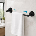 Extendable Suction Cup Towel Bar, Matte Black Stainless Steel No Drill Towel Holder for Bathroom, Adjustable Wall Mounted Towel Rack for Shower, Kitchen, RV, Smooth Tile, Glass, Mirror and Metal