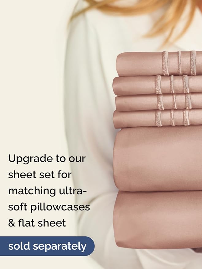 Extra Deep King Fitted Sheet - Hotel Luxury Single Fitted Sheet Only - Easily Fits 18 inch to 24 inch Mattress - Ultra Soft, Wrinkle Free w/Extra Deep Pockets - Easy-Care, Breathable & Comfy - Mauve