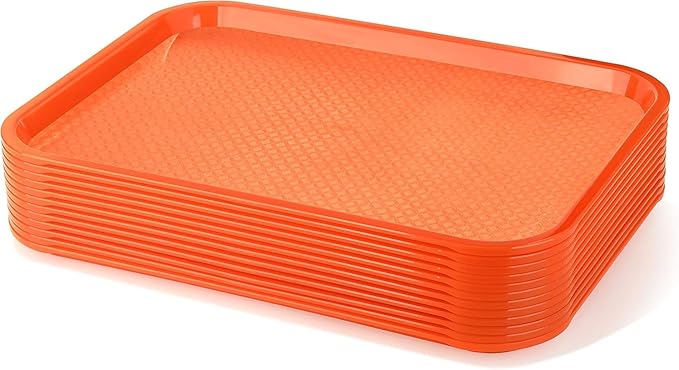 New Star Foodservice Fast Food Tray, 12 x 16 Inch, Orange, Set of 12