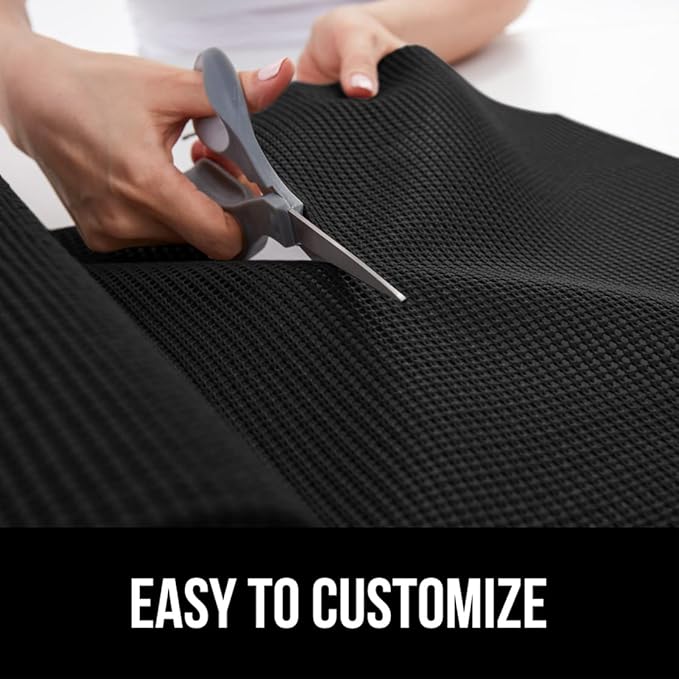 GORILLA GRIP powerGRIP Drawer Shelf and Cabinet Liner, Thick Strong Hold, Non-Adhesive Liners Protect Kitchen Cabinets and Cupboard, Bathroom Drawers, Easy Install, Breathable Mat, 24" x30', Black
