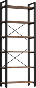 IRONCK Bookshelf 6-Tier Ladder Shelf 110lbs Display Shelf Vintage Industrial