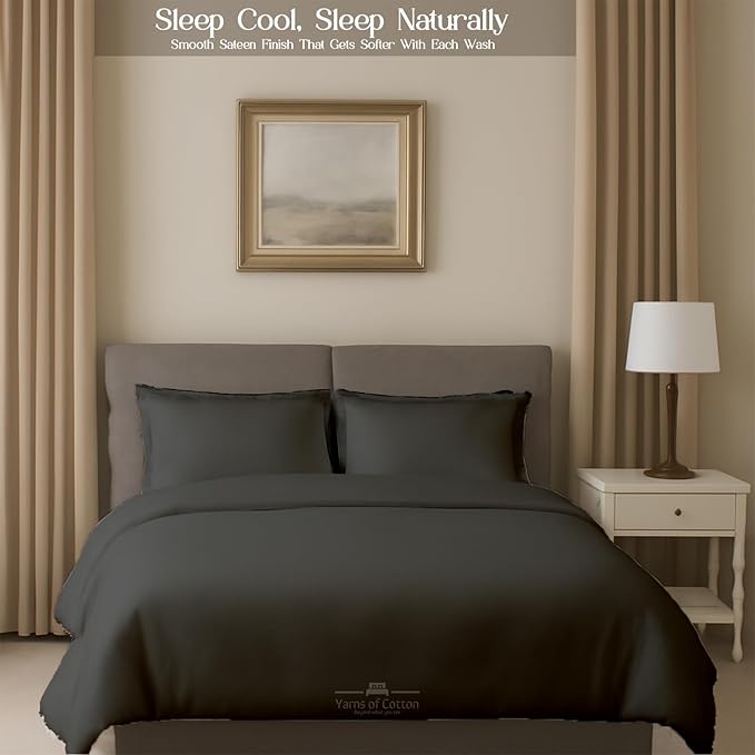 Sleeper Sofa 4 Piece Bed Sheet Set Premium Quality 100% Cotton 500 Thread Count, Smooth & Super Soft Sateen Weave, Extra Soft Bed Sheets, Wrinkle Free, 6 Inch Deep Pocket (Twin, Dark Grey)