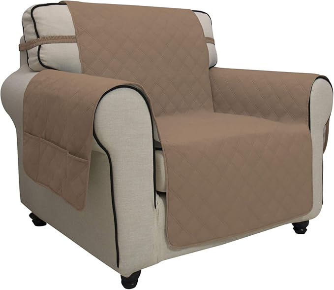 Easy-Going Sofa Slipcover Chair Cover Waterproof Couch Cover Washable Sofa Cover Non-Slip Fabric Furniture Protector with Pocket for Pets Covers Pets Kids Children Dog Cat (Chair, Camel)