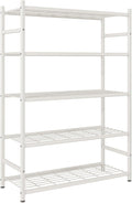Storage Shelves, 5-Tier Metal Shelving Unit with Adjustable Feet, Shelf Organizer for Garage, Kitchen, Pantry and Closet Organization, 36.4" x 11.8" x 68.3", Cream White