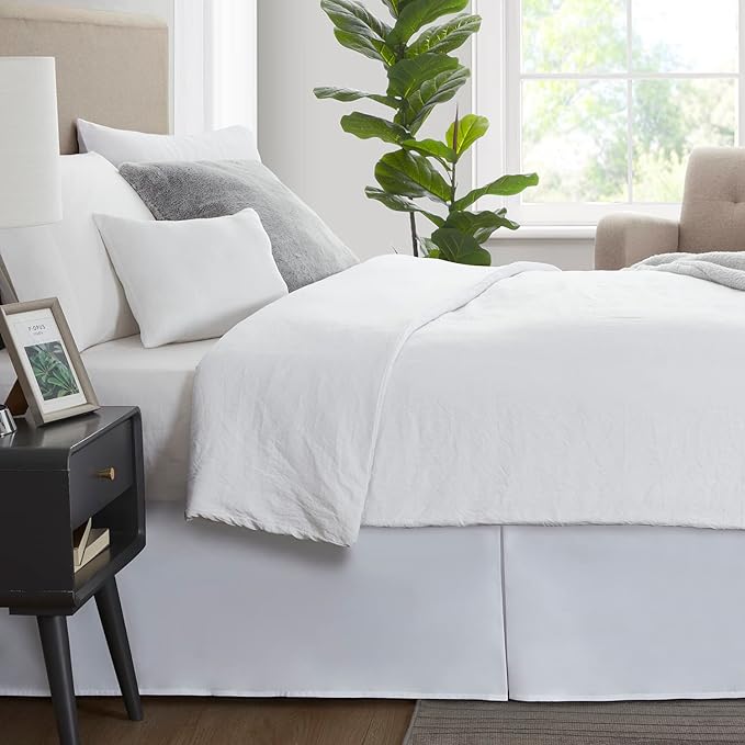 Nestl White Twin Bed Skirt - Twin Size Bed Skirt 14 Inch Drop - Brushed Microfiber Bed Skirts - Hotel Quality Pleated Bed Skirt - Shrinkage & Fade Resistant