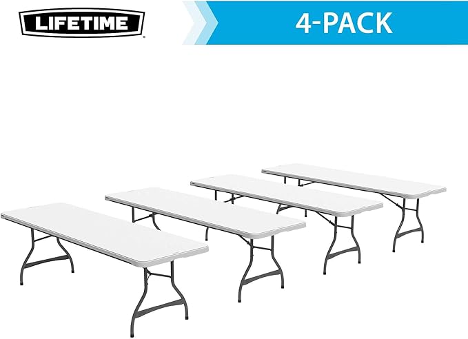 LIFETIME 8-Foot Folding Tables, 4-Pack, White Granite