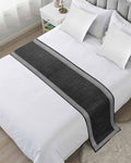 Greece Key Design Black White Bed Runners for Bedroom Hotel,Decorative Bedding Scarf Vintage Burlap Linen Bed End Blanket Bedding Runner Scarves for Full Size Bed,83x20in