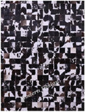 Modern Design Premium Cowhide Leather Carpet with Chevron Pattern, Area Rug (Brown/White-2, 3x5)