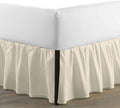 SKY BEDDINGS - Full Size Ruffled Bed Skirt with Split Corners - 18 Inch Drop Dust Ruffle Bed Skirt with Platform Three Sided Coverage - 100% Microfiber, Ivory