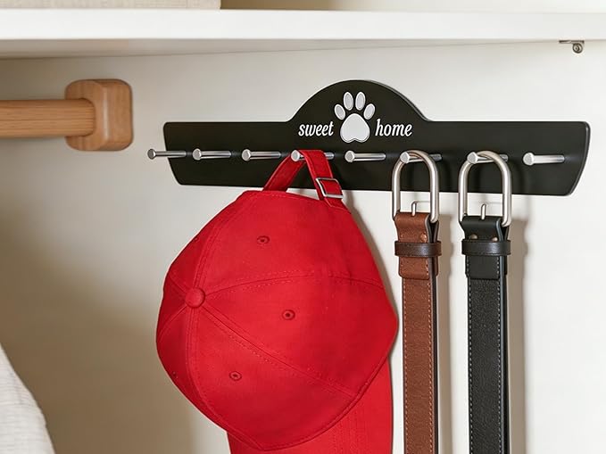 Key Holder Wall Mount with 8 Hooks & Pet Paw Design, Adhesive Metal Key Organizer Rack Hanger for Entryway, Apartment Essentials, Garage,Cute Home Decor Accessories (Pet Paw)